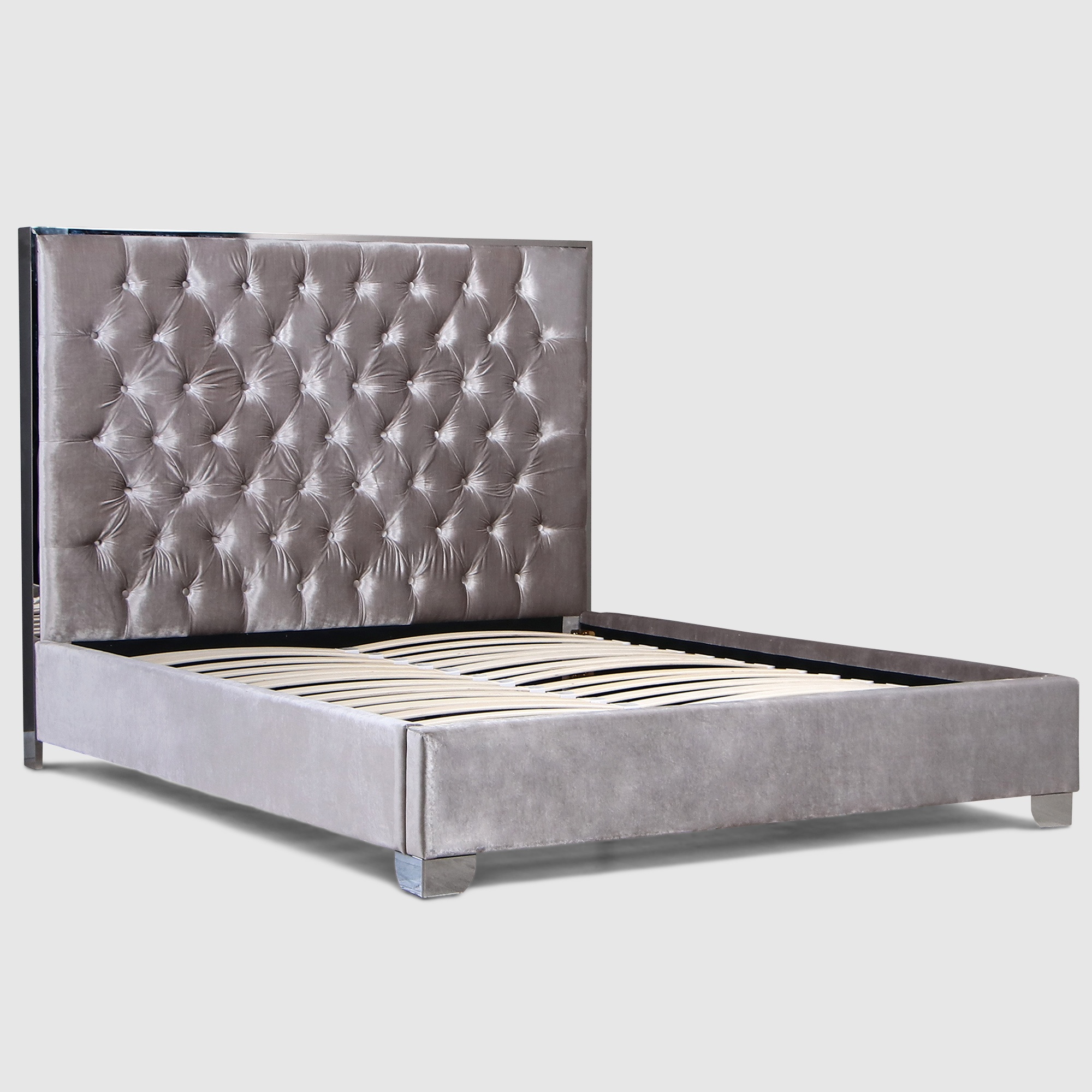 Кровать двуспальная ahf лили серебристая 160x200 см