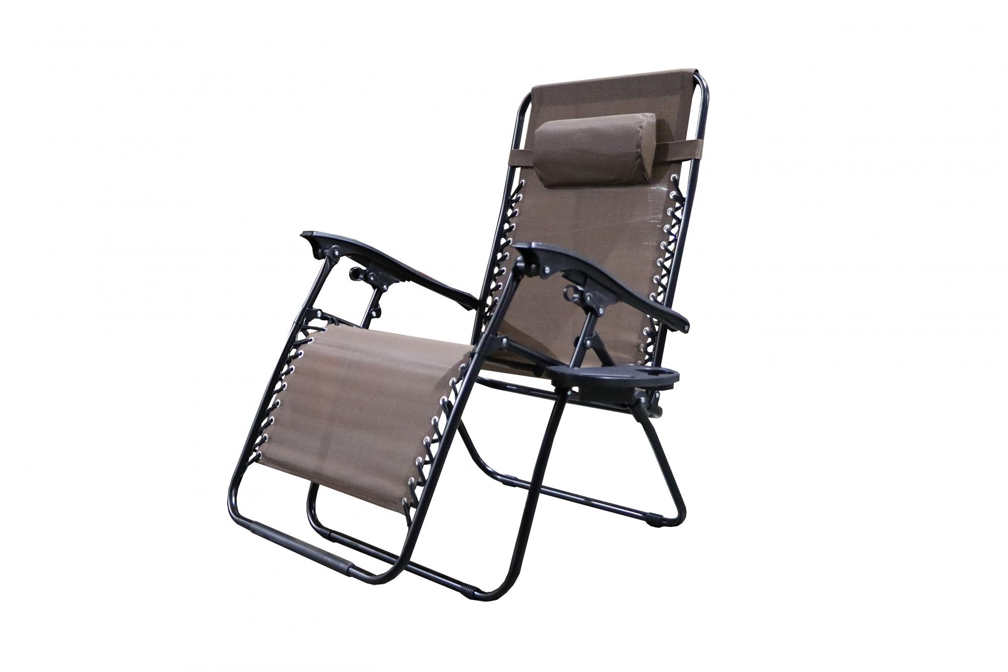 Кресло-шезлонг мебельторг фиеста премиум с подстаканником каркас черный ткань коричневая preview 1