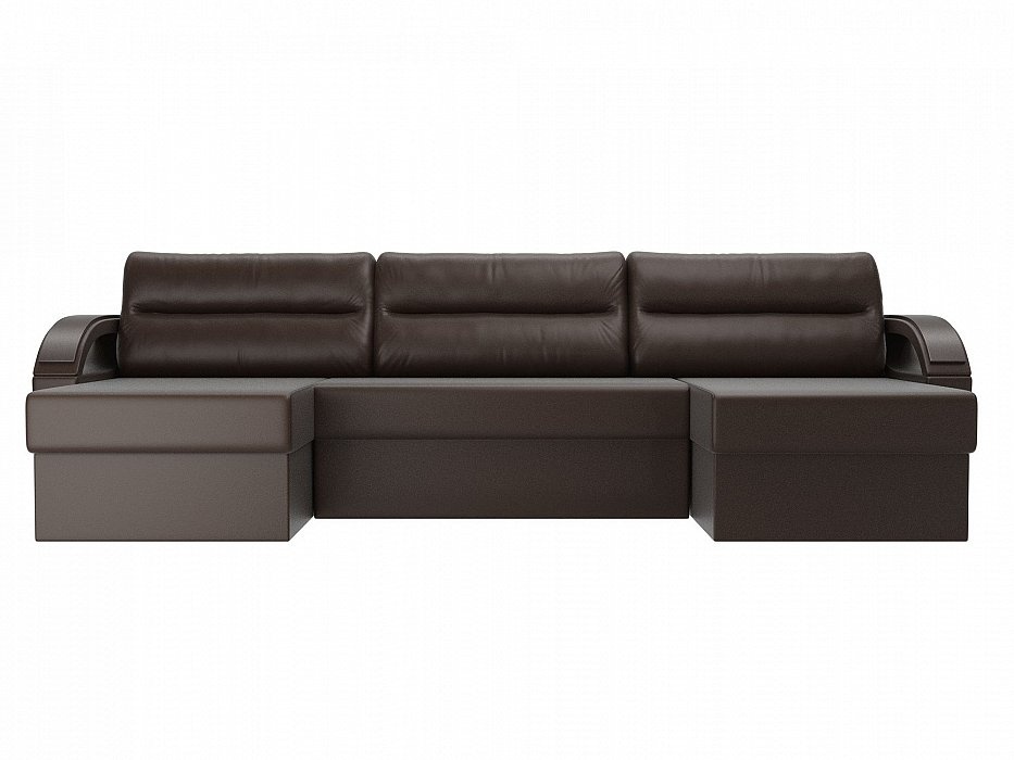 П-образный диван форсайт экокожа коричневый