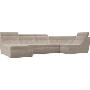 Лига диванов п-образный модульный диван холидей люкс велюр бежевый preview 1