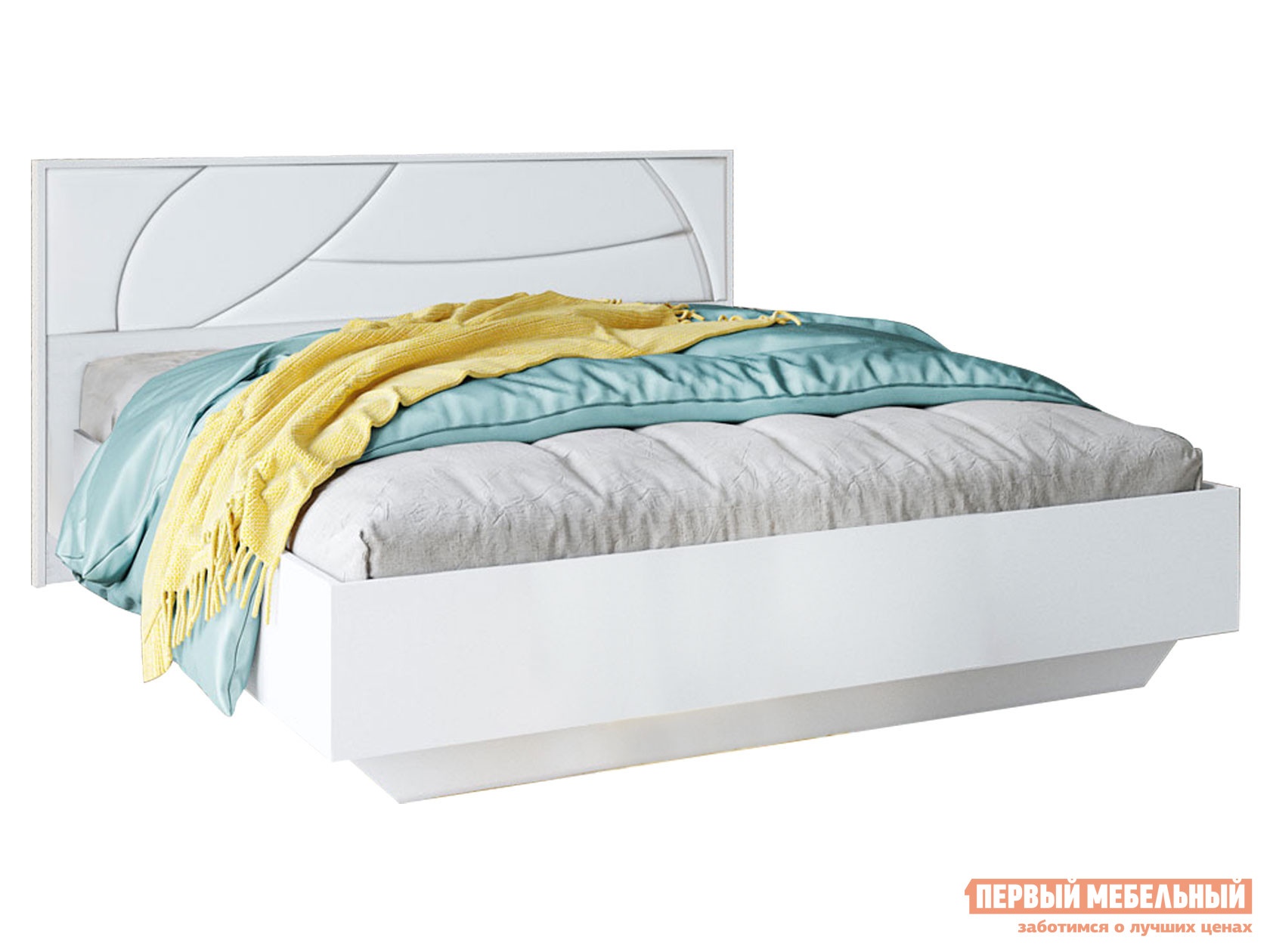 Двуспальная кровать мирти люкс белый шагрень белый, экокожа, 140х200 см, с анатомическим основанием preview 1