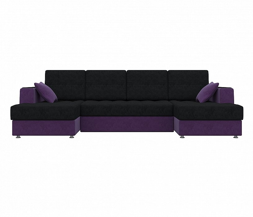 П-образный диван амир микровельвет черный фиолетовый preview 1