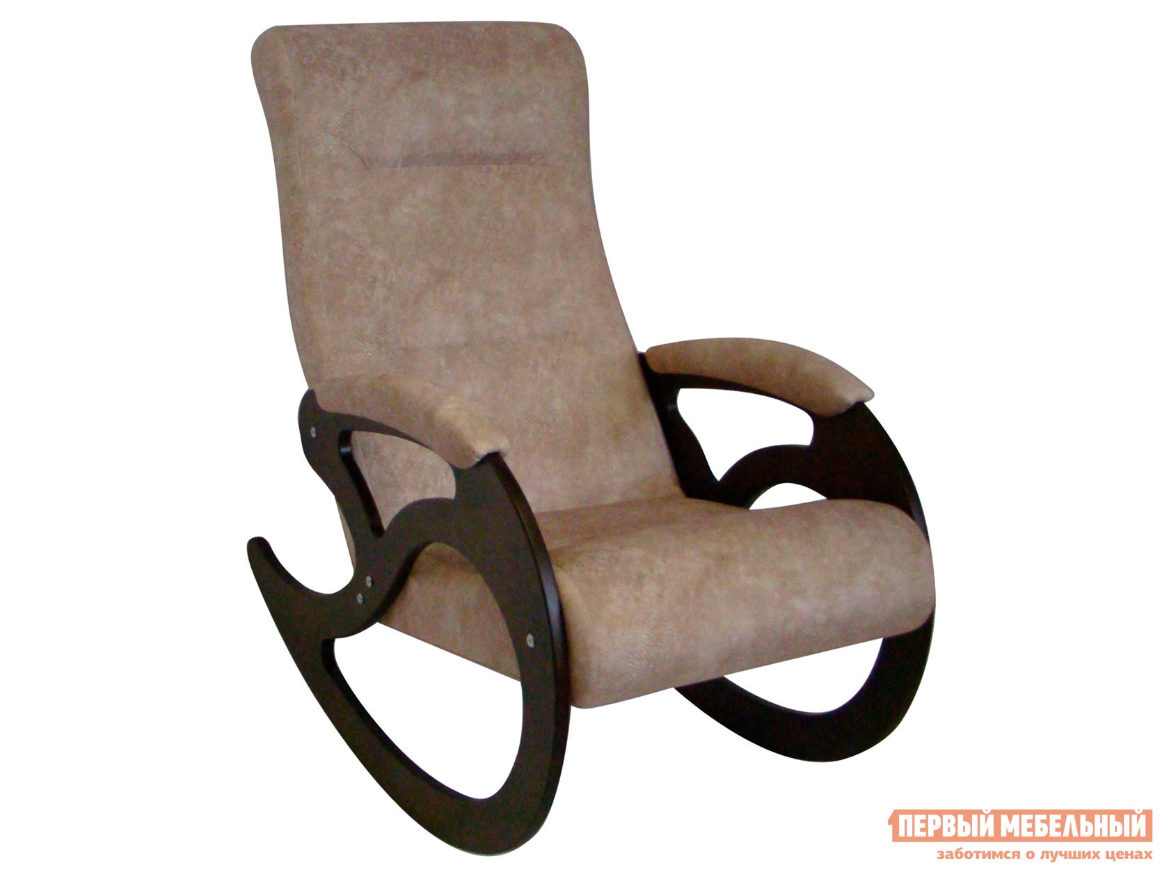 Кресло-качалка венера серо-коричневый, рогожка темный орех