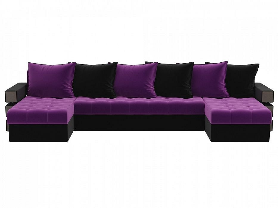 П-образный диван венеция микровельвет фиолетовый черный preview 1