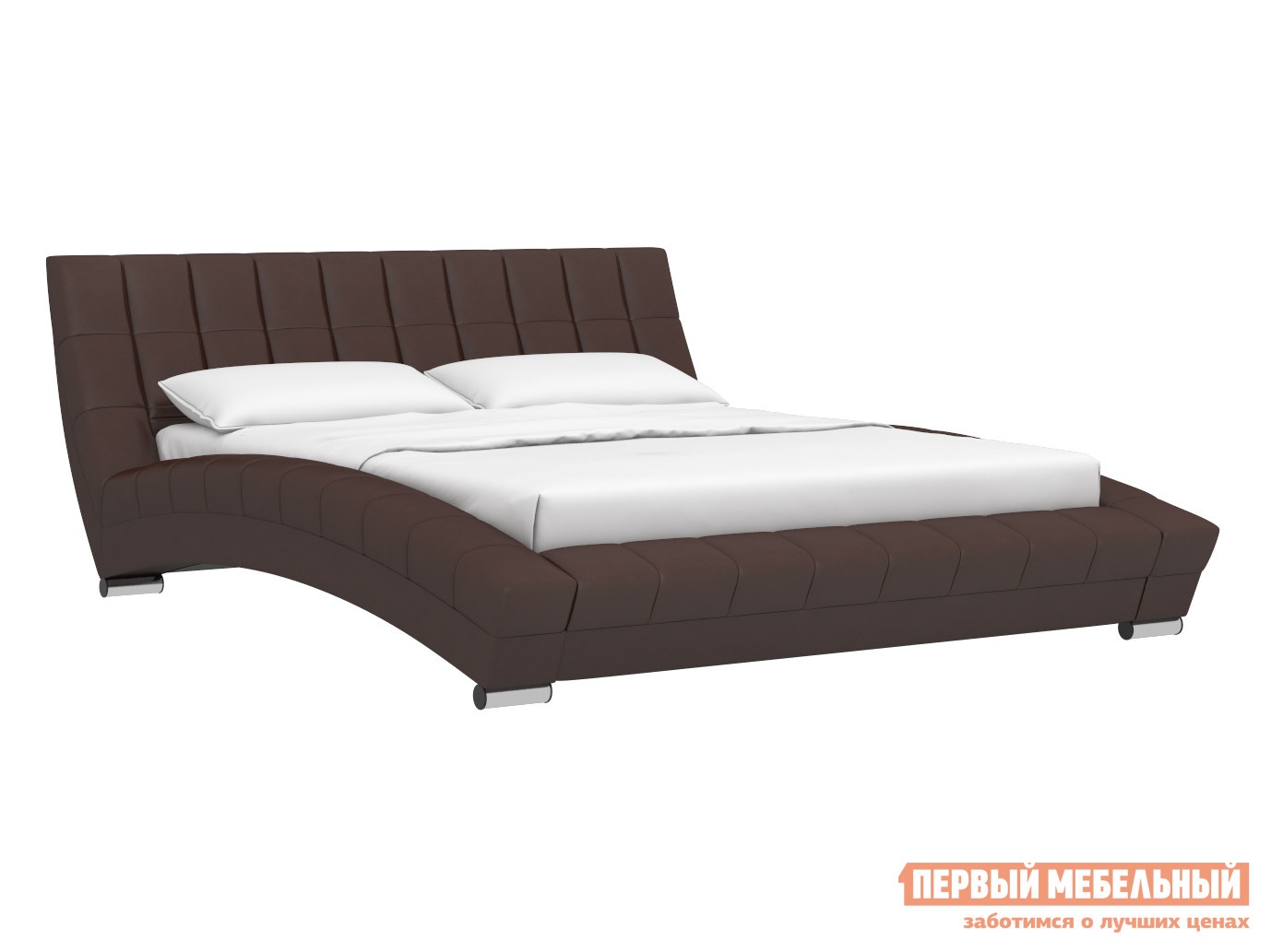 Двуспальная кровать кровать оливия темно-коричневый, экокожа, 1600 х 2000 мм