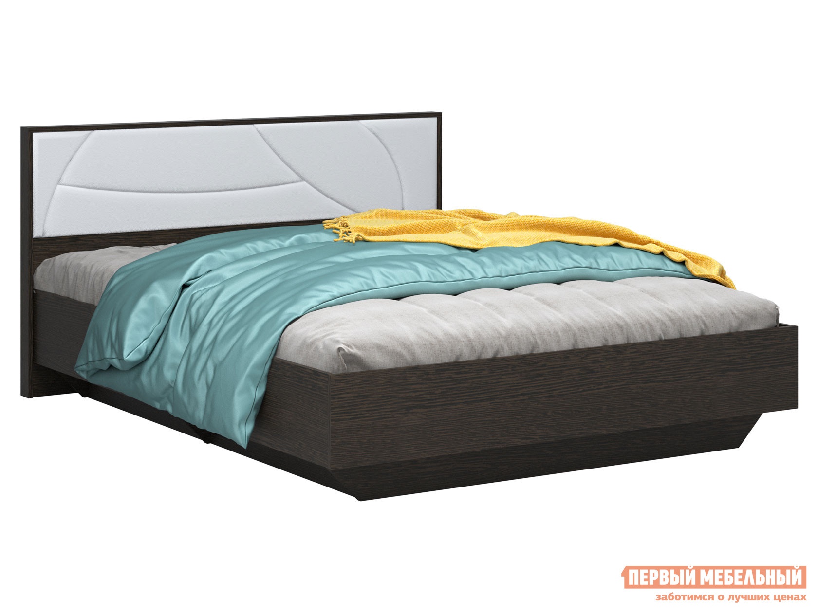 Односпальная кровать мирти люкс венге белый, экокожа, с анатомическим основанием preview 1