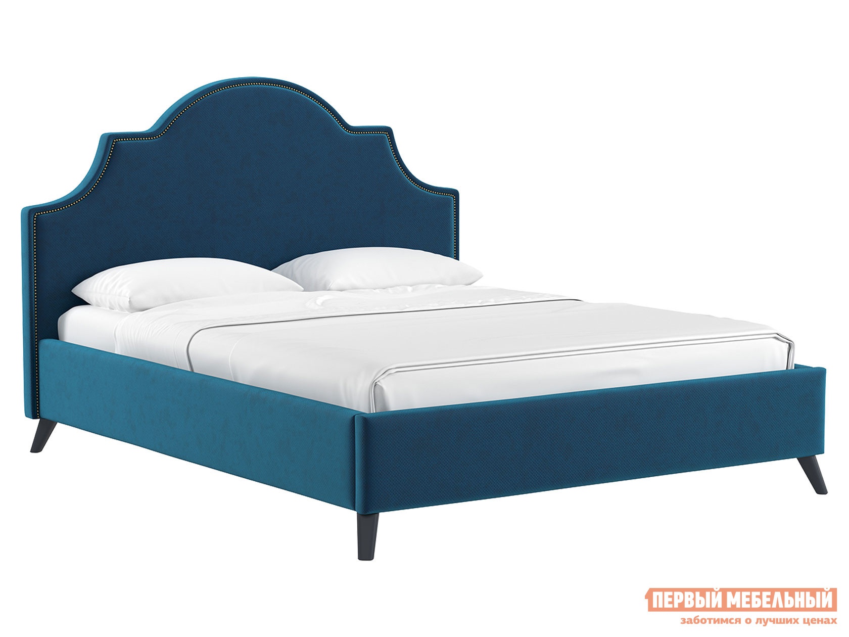 Двуспальная кровать кровать с подъемным механизмом фаина темно-синий,велюр, 1600 х 2000 мм