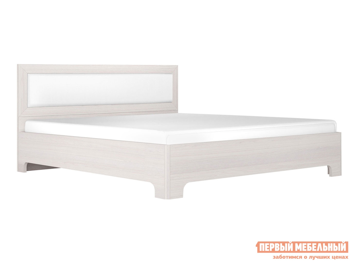 Односпальная кровать кровать-1 ясень анкор светлый экокожа белая, 1200 х 2000 мм preview 1