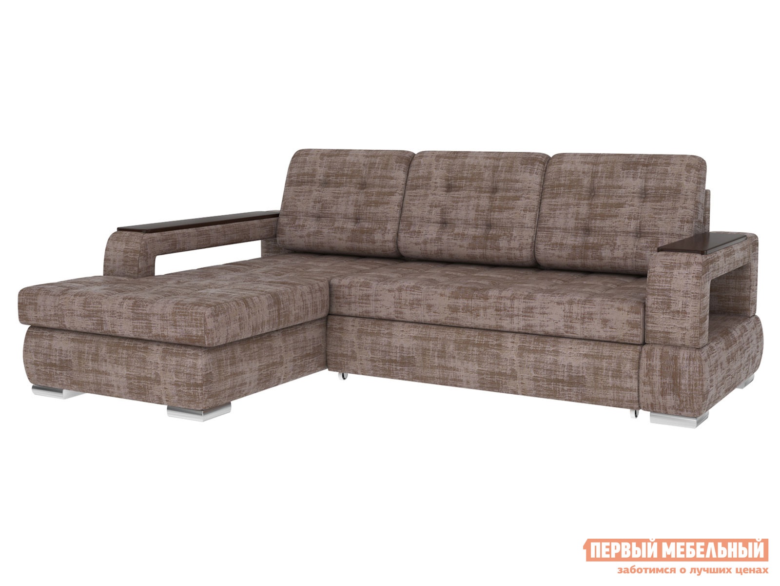 Угловой диван виктория люкс угловой коричневый металлик, велюр, левый preview 1