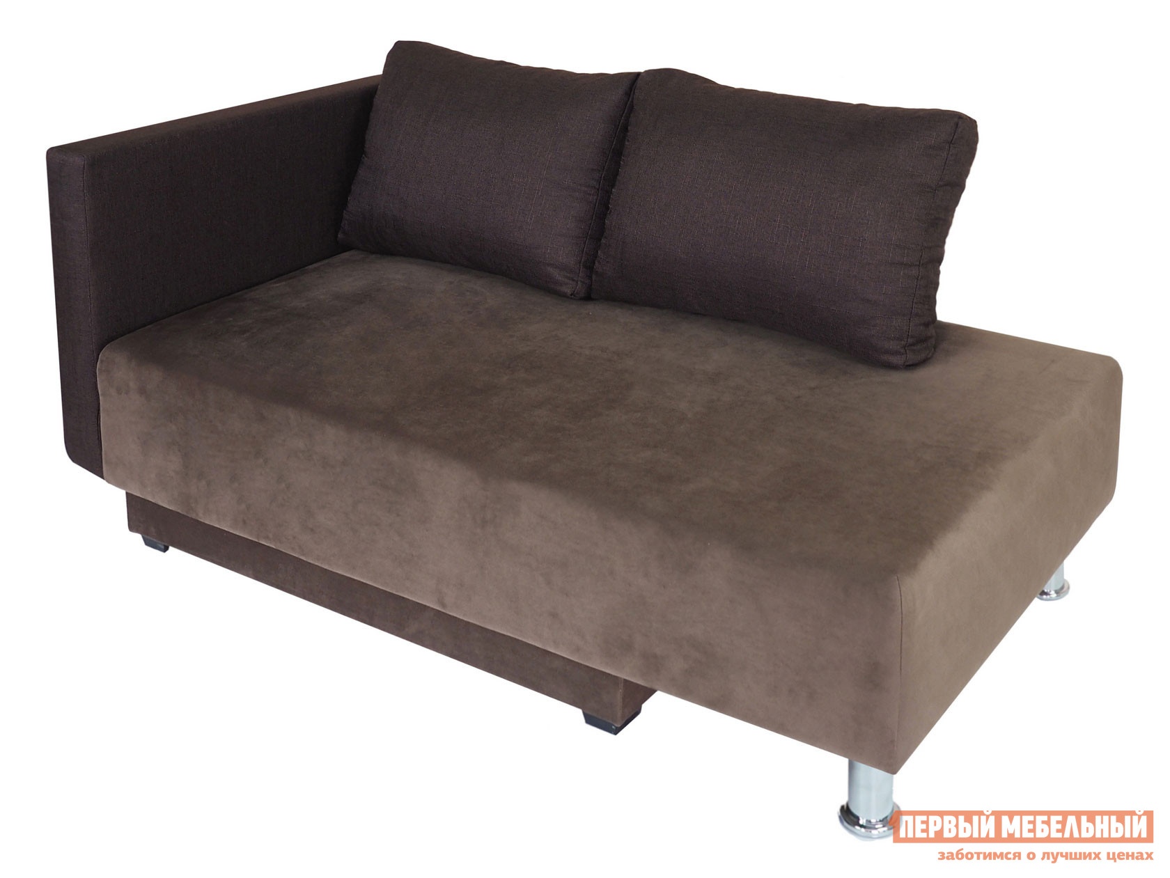 Прямой диван леон коричневый, велюр, рогожка preview 1