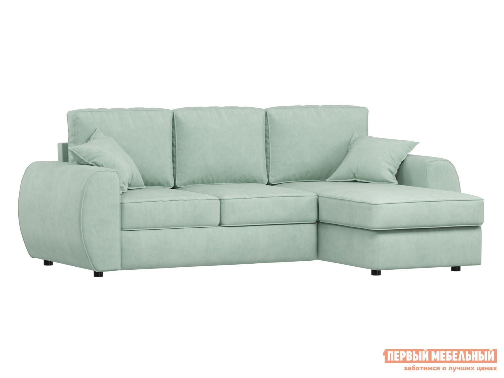 Угловой диван диван валери с оттоманкой светло-зеленый, велюр preview 1