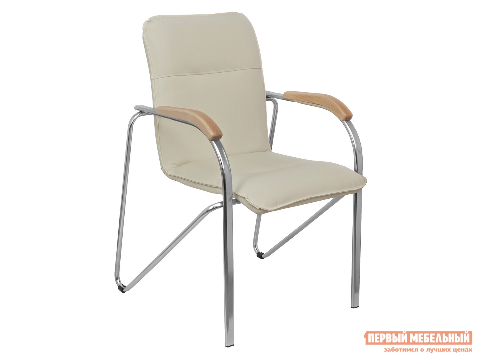 Офисный стул samba aks-1 кремовый, экокожа, деревянные preview 1
