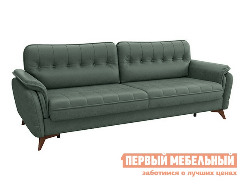 Прямой диван дорис диван-кровать зеленый, иск. замша
